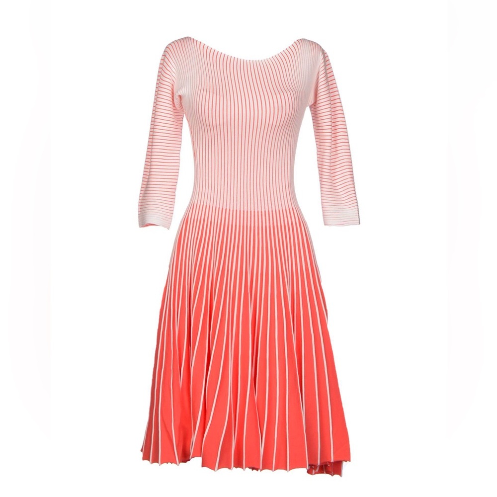 EMPORIO ARMANI Coral Striped Knit Dress 4-6/40 EUC